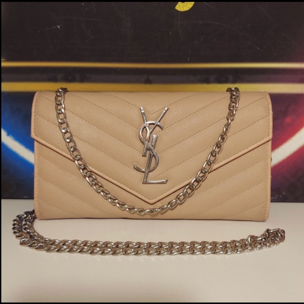 YSL Yves Saint Laurent Long Wallet light pink/tan